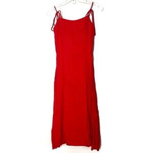 Reformation‎ Hot Day Red Peach Tie Strap Midi Dress - 4